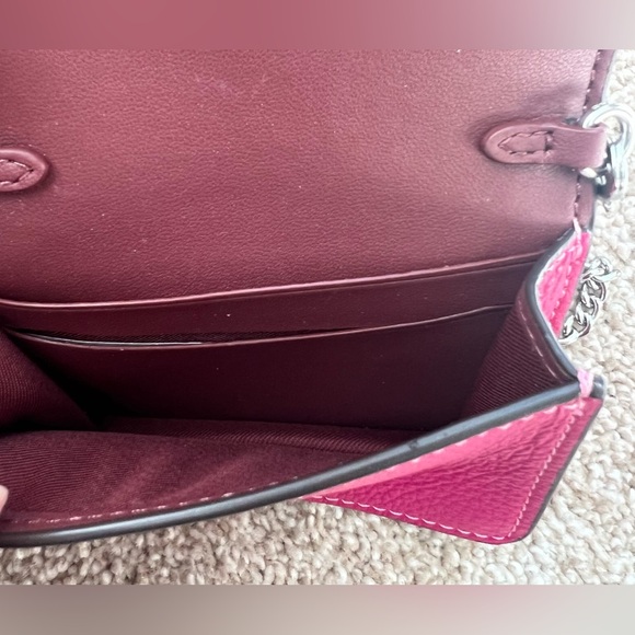 Coach Wallet Crossbody Pink Rivets Chain CN355 Pink Silver RVTS MN WLT ON CHN - Picture 8 of 8